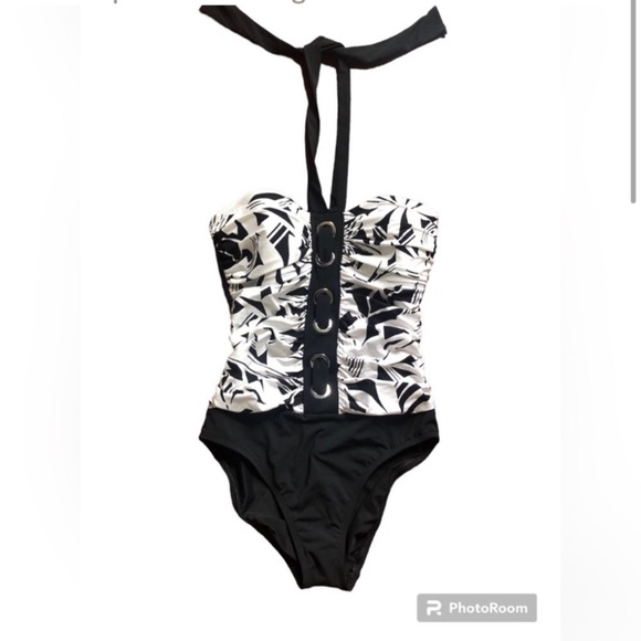 Swimsuit NWTS Bleu Rod Beattie one-piece black and white size 6 - Picture 1 of 11